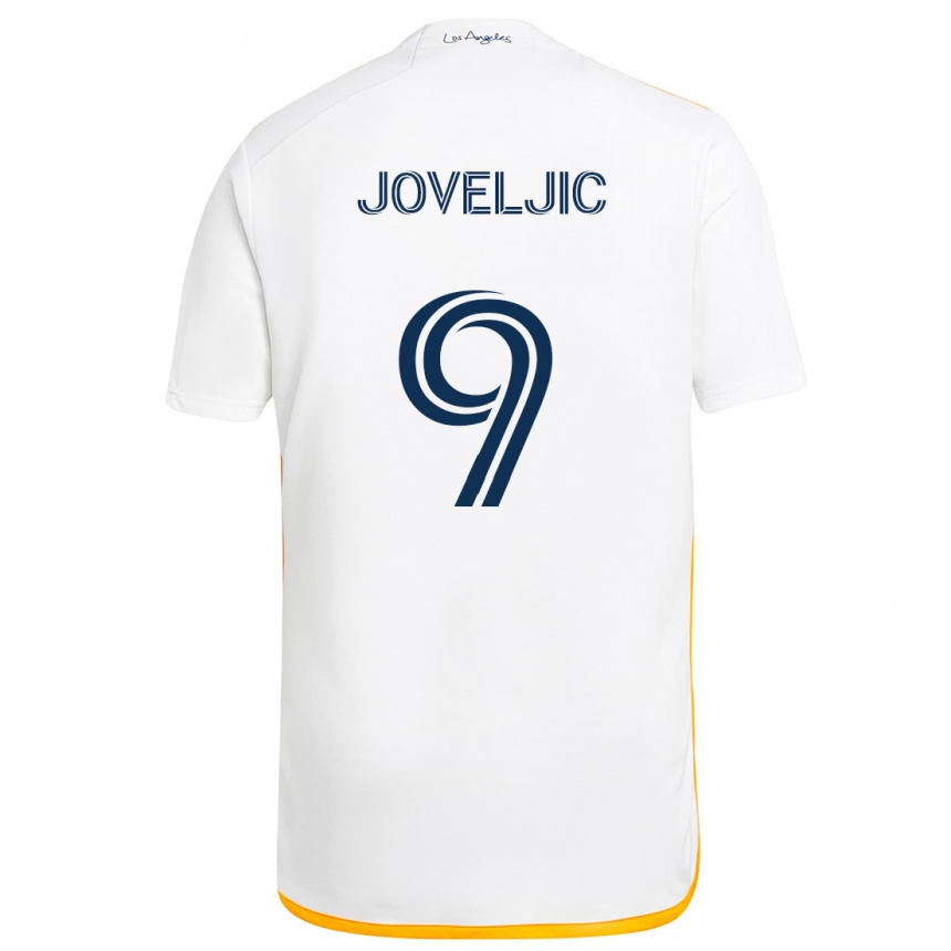 Kids Football Dejan Joveljic #9 White Yellow Home Jersey 2024/25 T-Shirt Uk