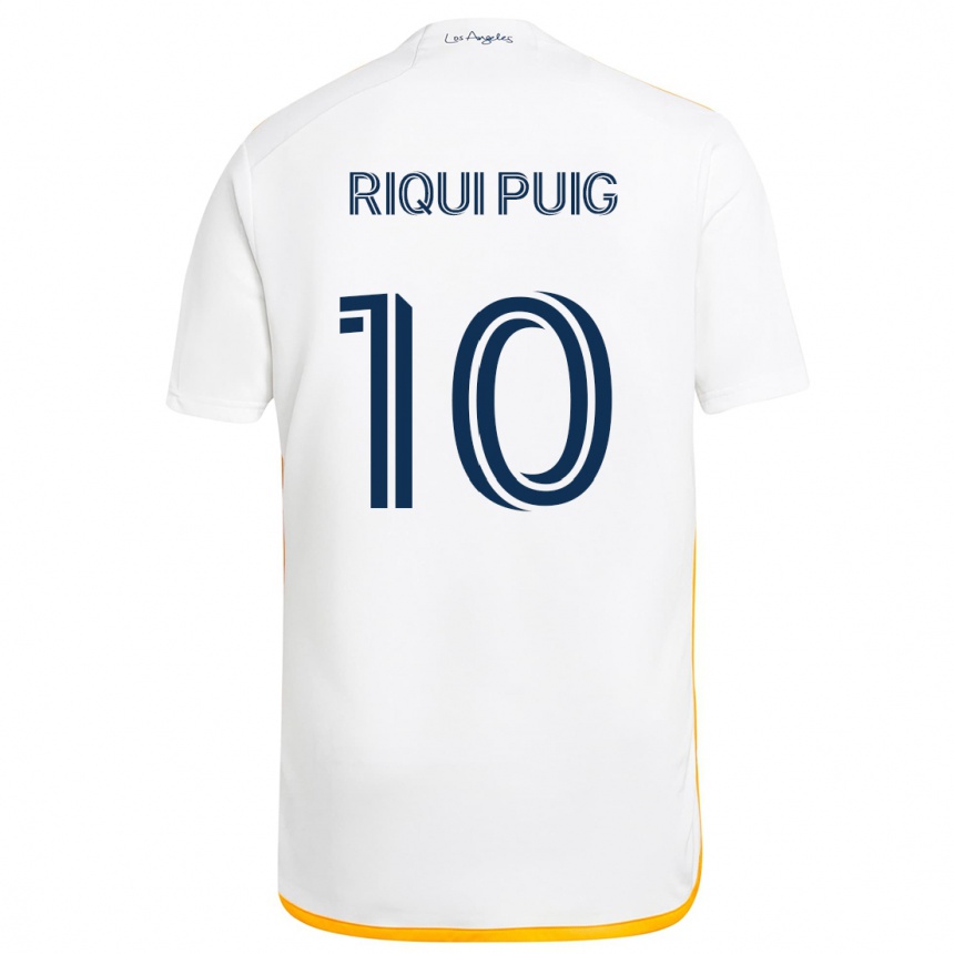 Kids Football Riqui Puig #10 White Yellow Home Jersey 2024/25 T-Shirt Uk