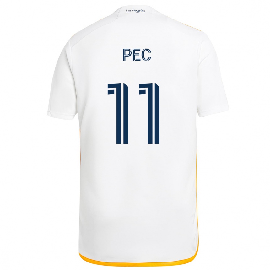 Kids Football Gabriel Pec #11 White Yellow Home Jersey 2024/25 T-Shirt Uk