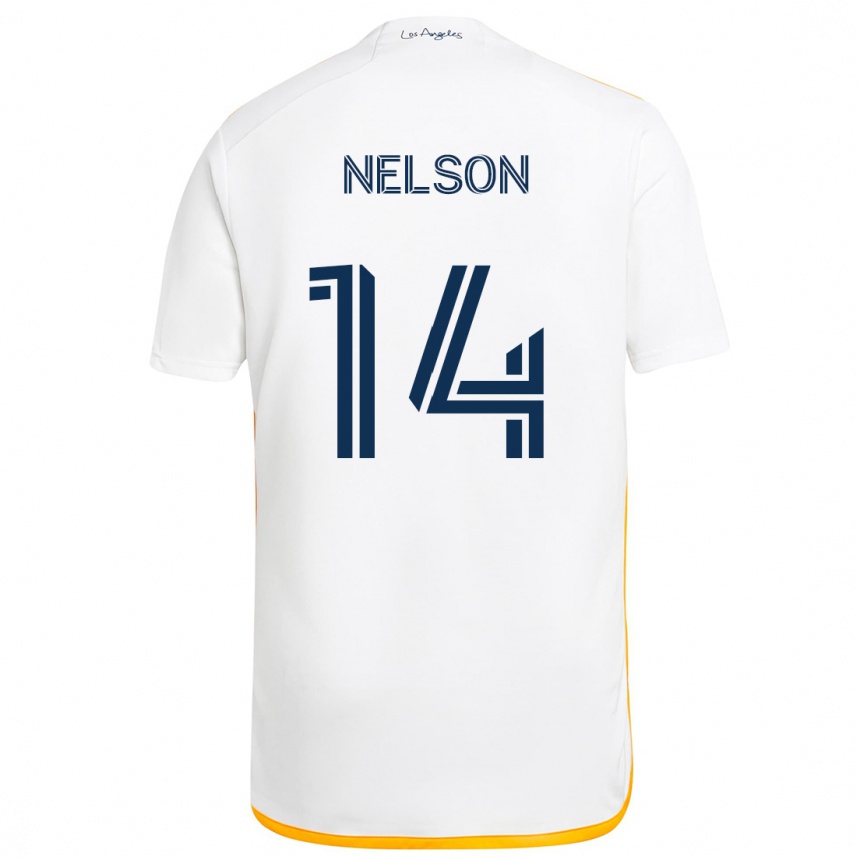 Kids Football John Nelson #14 White Yellow Home Jersey 2024/25 T-Shirt Uk