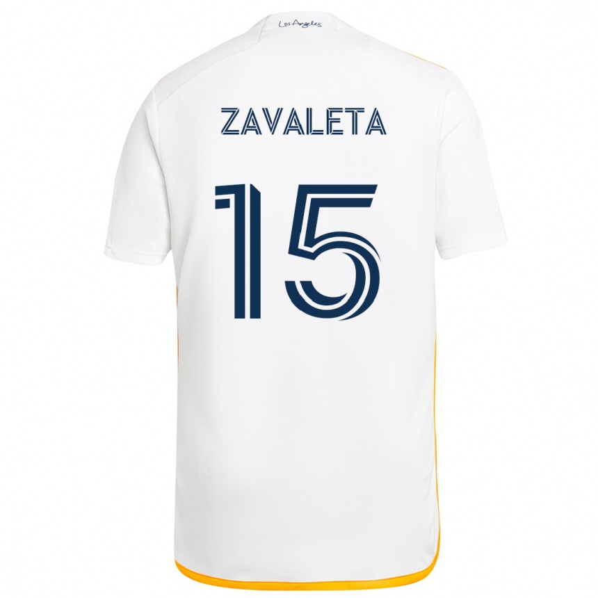 Kids Football Eriq Zavaleta #15 White Yellow Home Jersey 2024/25 T-Shirt Uk