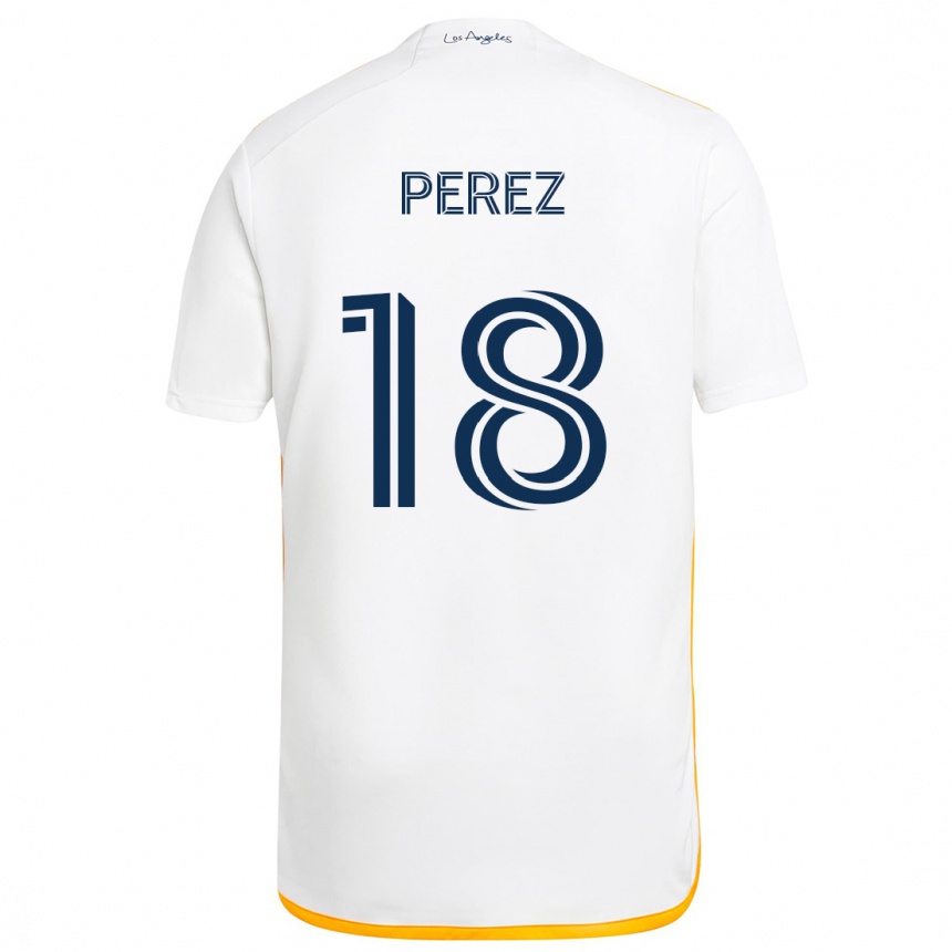 Kids Football Jonathan Pérez #18 White Yellow Home Jersey 2024/25 T-Shirt Uk