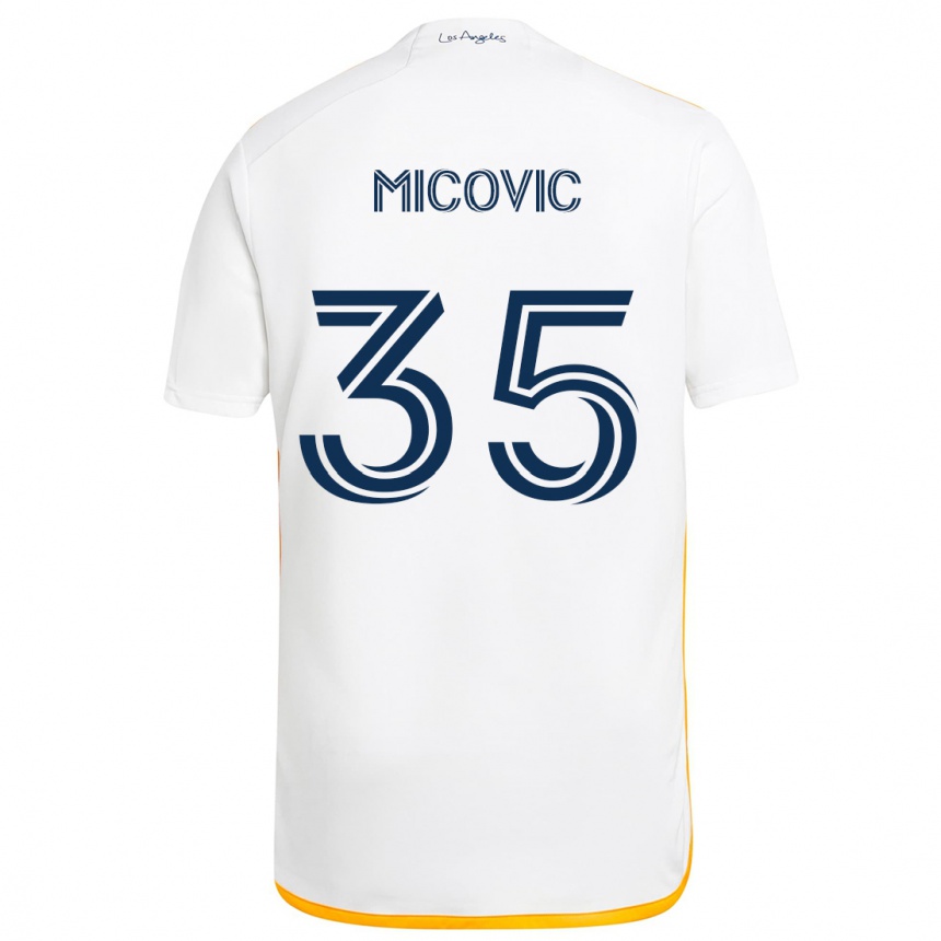 Kids Football Novak Micovic #35 White Yellow Home Jersey 2024/25 T-Shirt Uk