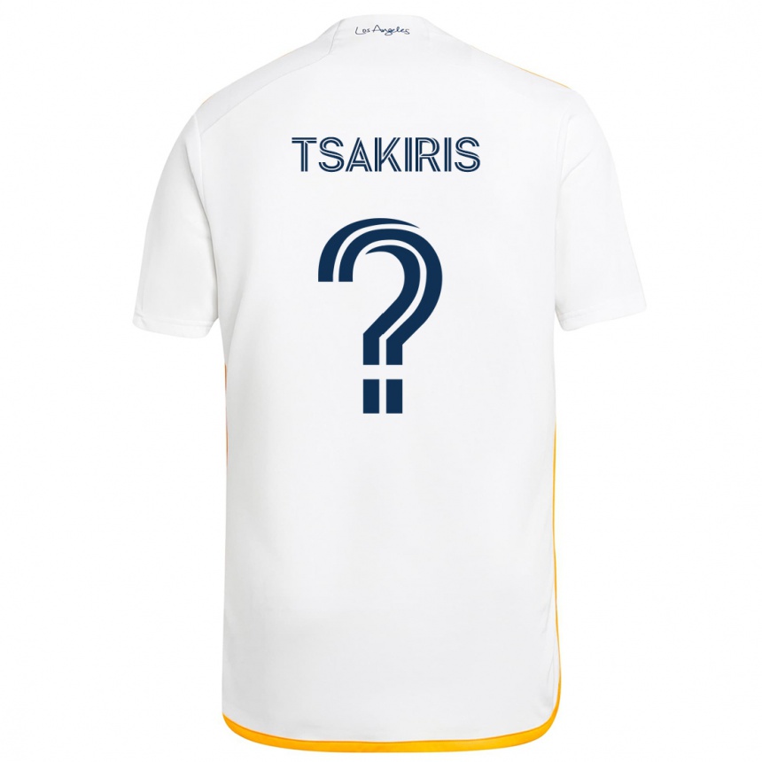 Kids Football Mateo Tsakiris #0 White Yellow Home Jersey 2024/25 T-Shirt Uk