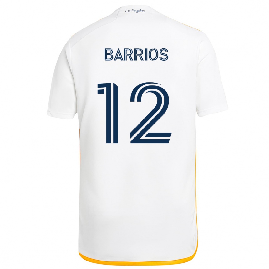 Kids Football Michael Barrios #12 White Yellow Home Jersey 2024/25 T-Shirt Uk