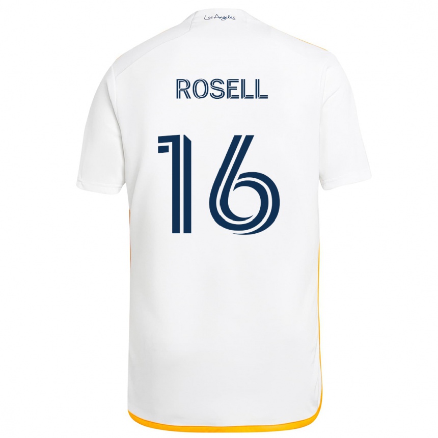 Kids Football Uri Rosell #16 White Yellow Home Jersey 2024/25 T-Shirt Uk