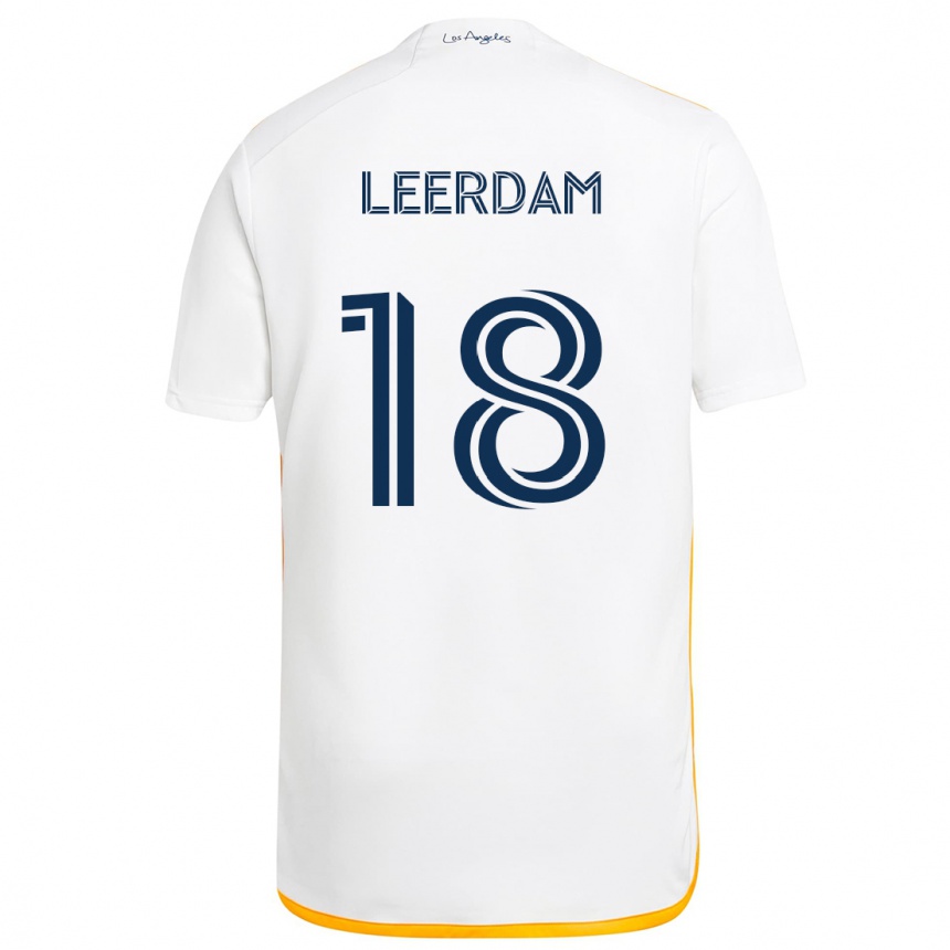 Kids Football Kelvin Leerdam #18 White Yellow Home Jersey 2024/25 T-Shirt Uk