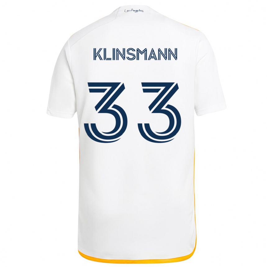 Kids Football Jonathan Klinsmann #33 White Yellow Home Jersey 2024/25 T-Shirt Uk