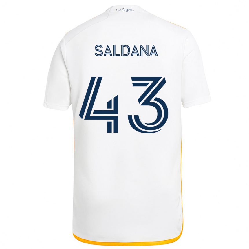 Kids Football Adam Saldaña #43 White Yellow Home Jersey 2024/25 T-Shirt Uk