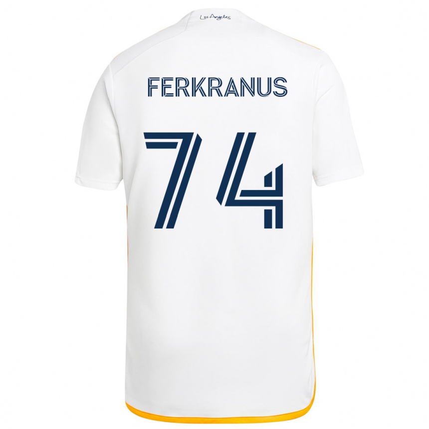 Kids Football Marcus Ferkranus #74 White Yellow Home Jersey 2024/25 T-Shirt Uk