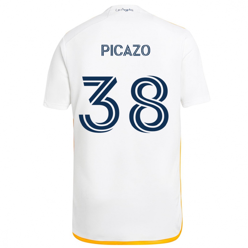 Kids Football Axel Picazo #38 White Yellow Home Jersey 2024/25 T-Shirt Uk