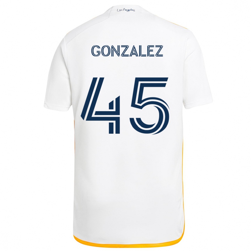 Kids Football Adrián González #45 White Yellow Home Jersey 2024/25 T-Shirt Uk