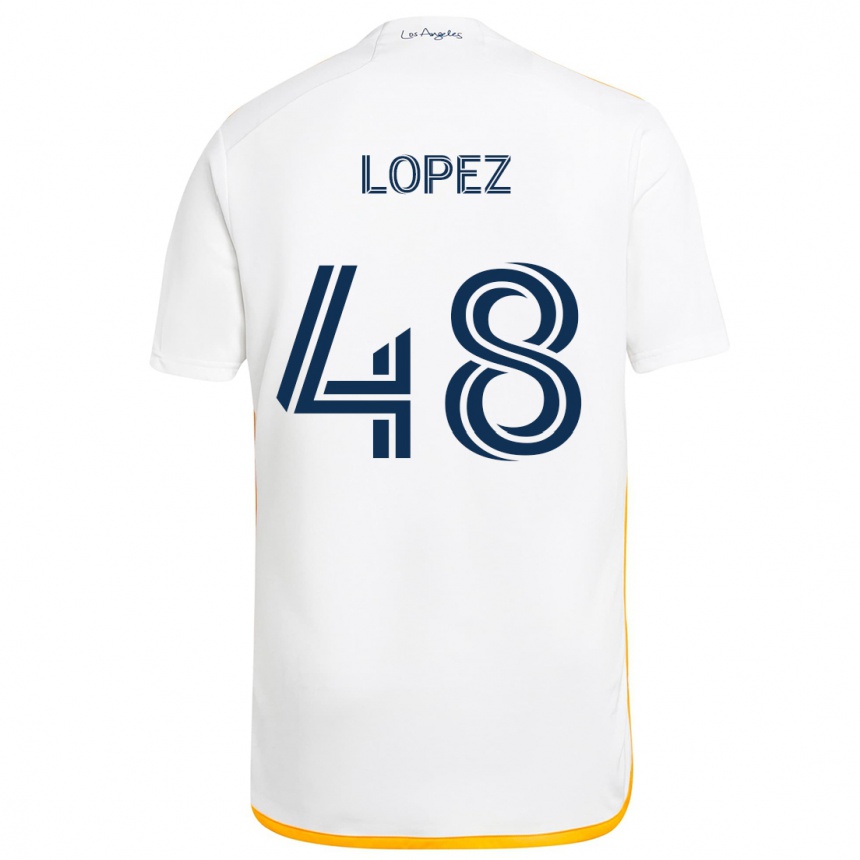 Kids Football Diego López #48 White Yellow Home Jersey 2024/25 T-Shirt Uk