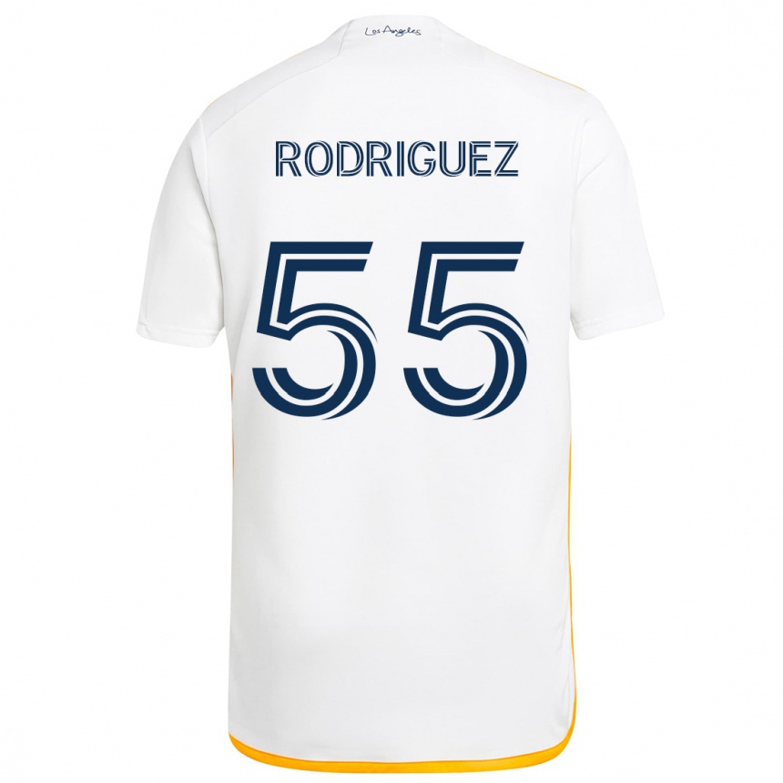 Kids Football Diego Rodriguez #55 White Yellow Home Jersey 2024/25 T-Shirt Uk