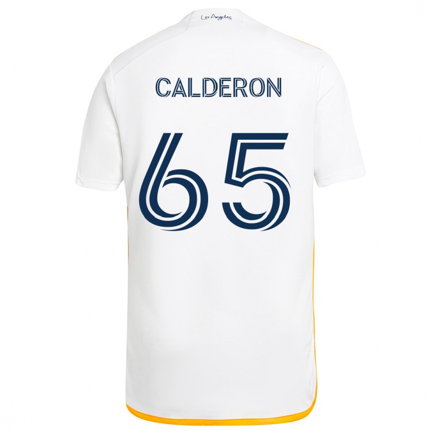 Kids Football Juan Calderón #65 White Yellow Home Jersey 2024/25 T-Shirt Uk