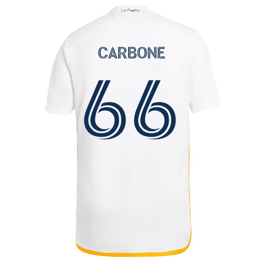 Kids Football Matteo Carbone #66 White Yellow Home Jersey 2024/25 T-Shirt Uk