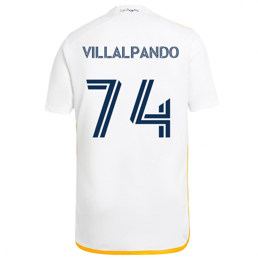 Kids Football Sergio Villalpando #74 White Yellow Home Jersey 2024/25 T-Shirt Uk