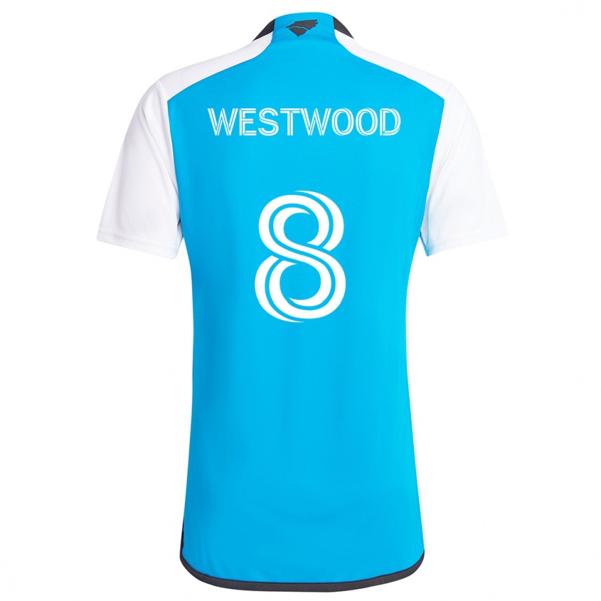 Kids Football Ashley Westwood #8 Blue White Home Jersey 2024/25 T-Shirt Uk