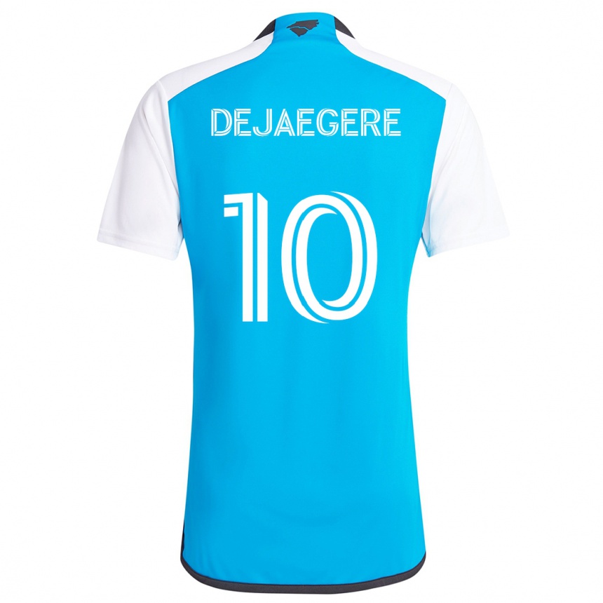 Kids Football Brecht Dejaegere #10 Blue White Home Jersey 2024/25 T-Shirt Uk