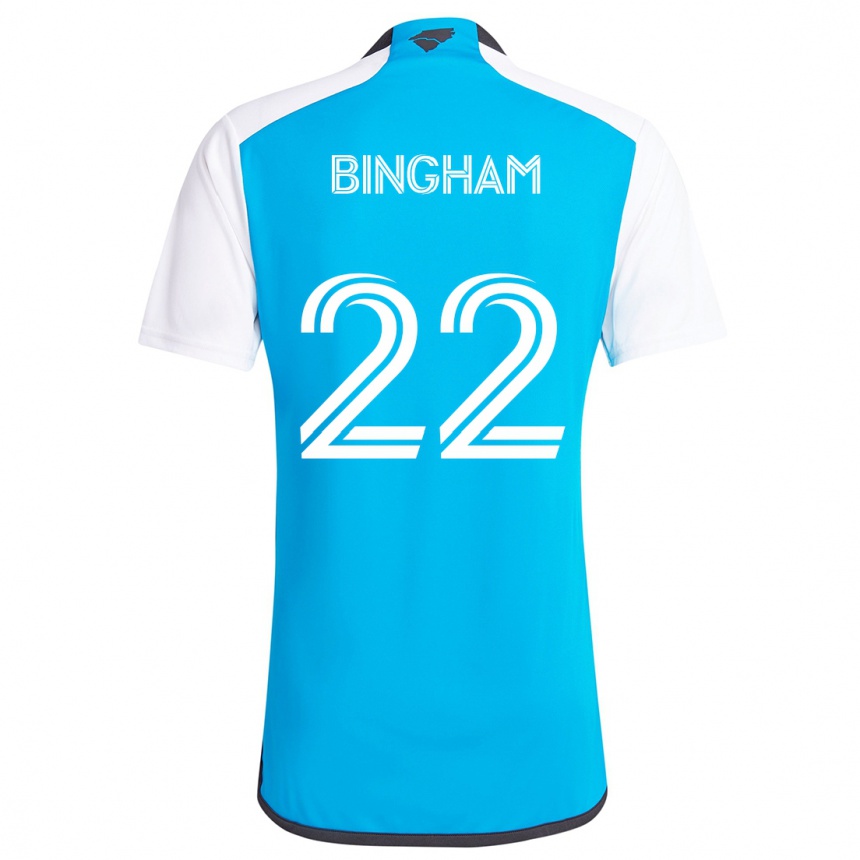 Kids Football David Bingham #22 Blue White Home Jersey 2024/25 T-Shirt Uk