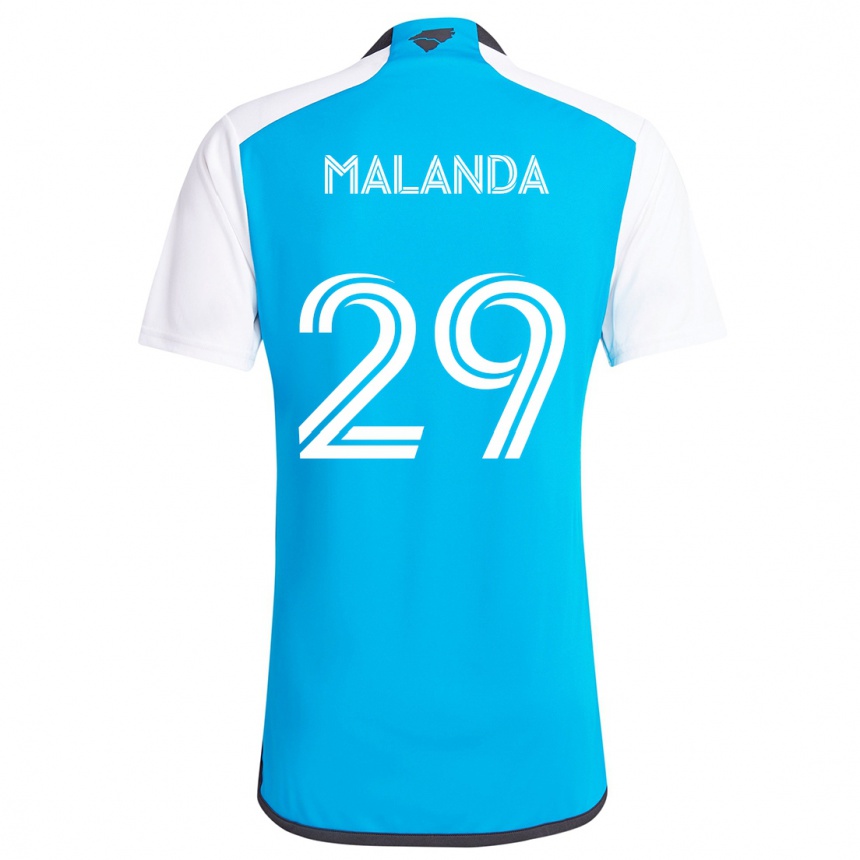 Kids Football Adilson Malanda #29 Blue White Home Jersey 2024/25 T-Shirt Uk