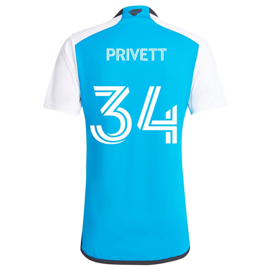 Kids Football Andrew Privett #34 Blue White Home Jersey 2024/25 T-Shirt Uk