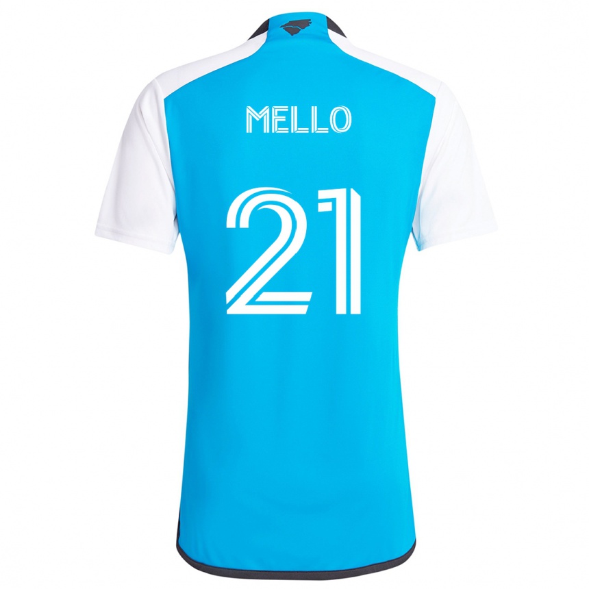 Kids Football Vinicius Mello #21 Blue White Home Jersey 2024/25 T-Shirt Uk