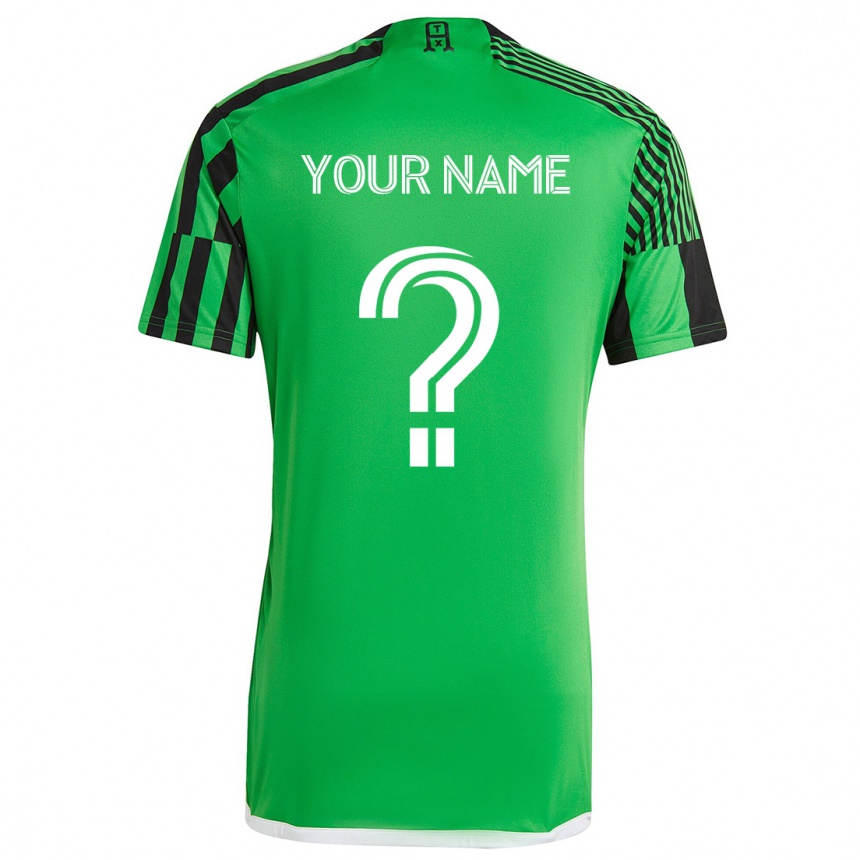 Kids Football Your Name #0 Green Black Home Jersey 2024/25 T-Shirt Uk