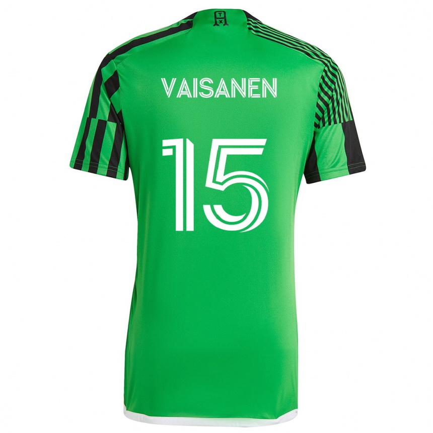 Kids Football Leo Väisänen #15 Green Black Home Jersey 2024/25 T-Shirt Uk