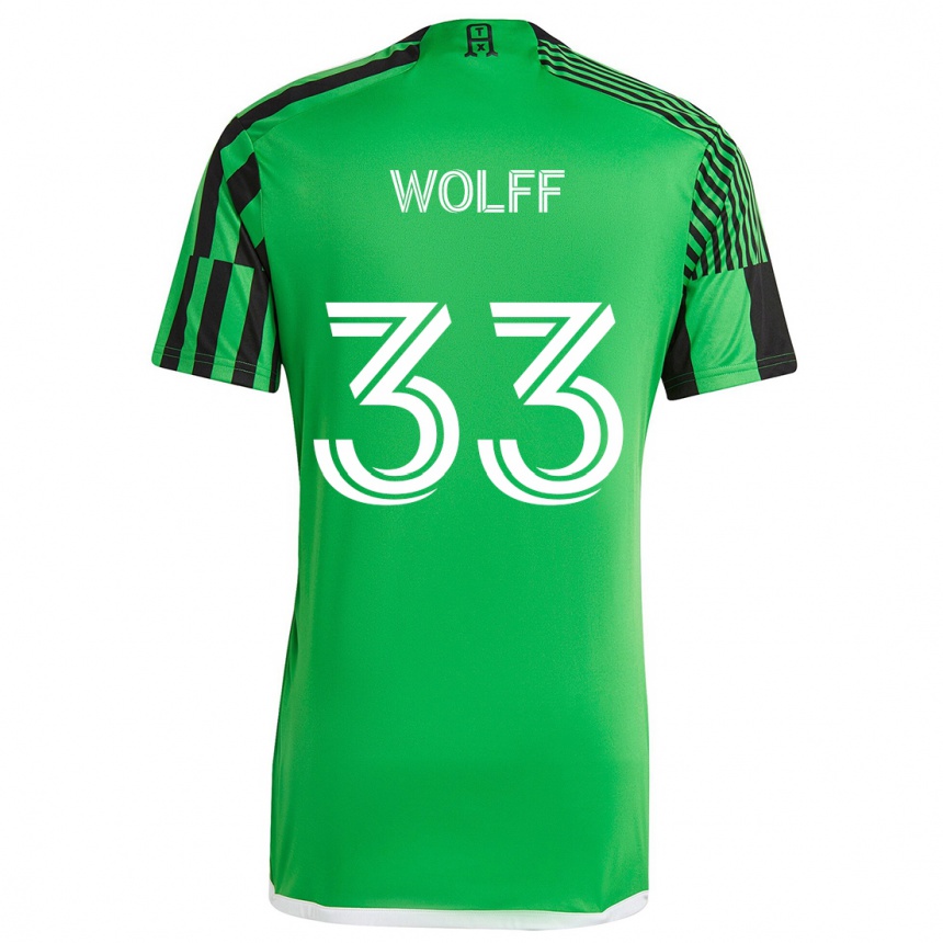 Kids Football Owen Wolff #33 Green Black Home Jersey 2024/25 T-Shirt Uk