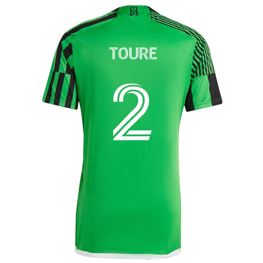 Kids Football Cheick Touré #2 Green Black Home Jersey 2024/25 T-Shirt Uk