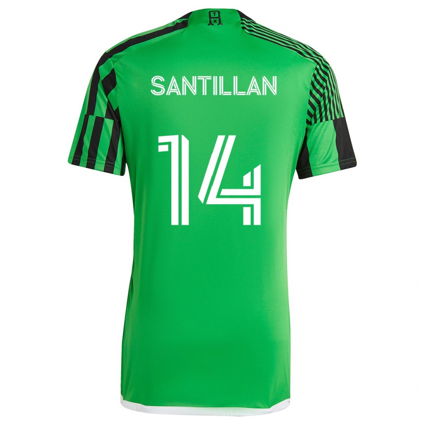 Kids Football Jonathan Santillan #14 Green Black Home Jersey 2024/25 T-Shirt Uk