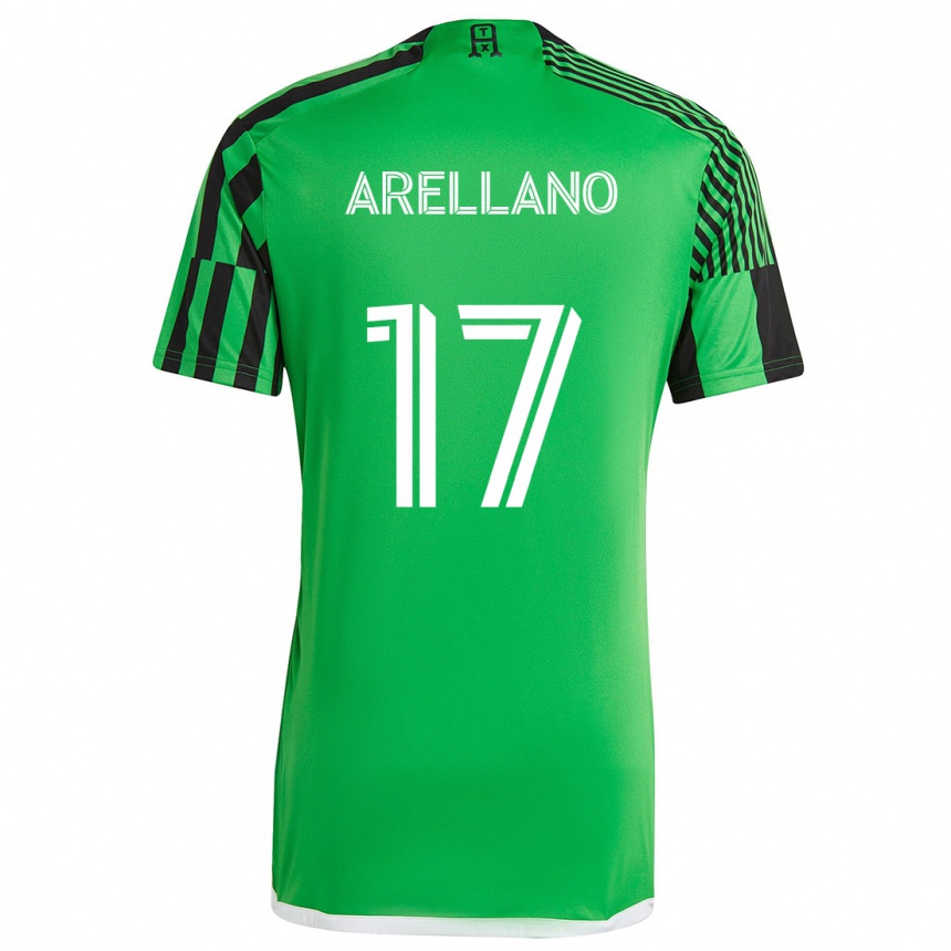 Kids Football Bryan Arellano #17 Green Black Home Jersey 2024/25 T-Shirt Uk