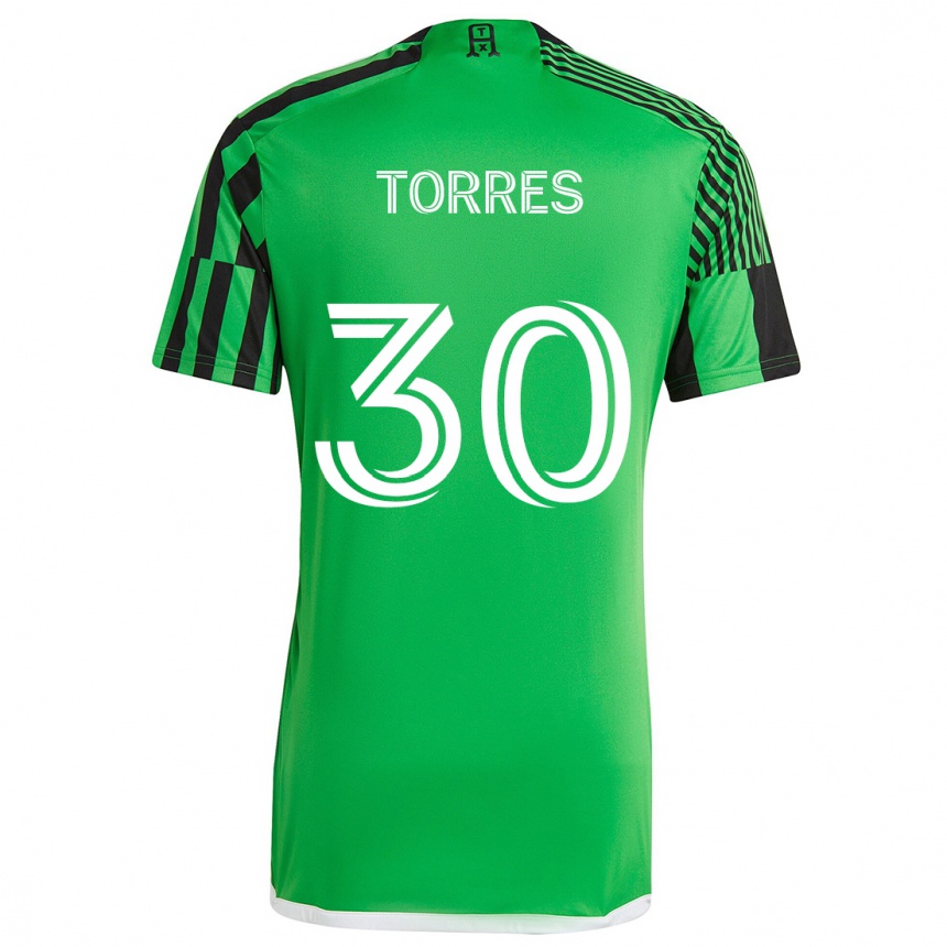 Kids Football Ervin Torres #30 Green Black Home Jersey 2024/25 T-Shirt Uk