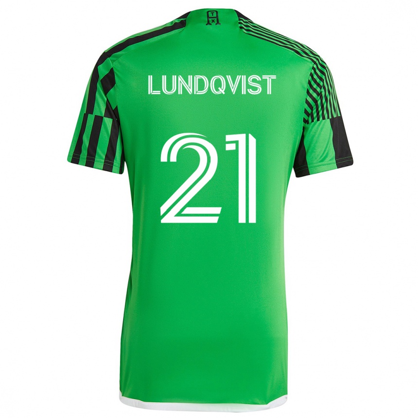 Kids Football Adam Lundqvist #21 Green Black Home Jersey 2024/25 T-Shirt Uk