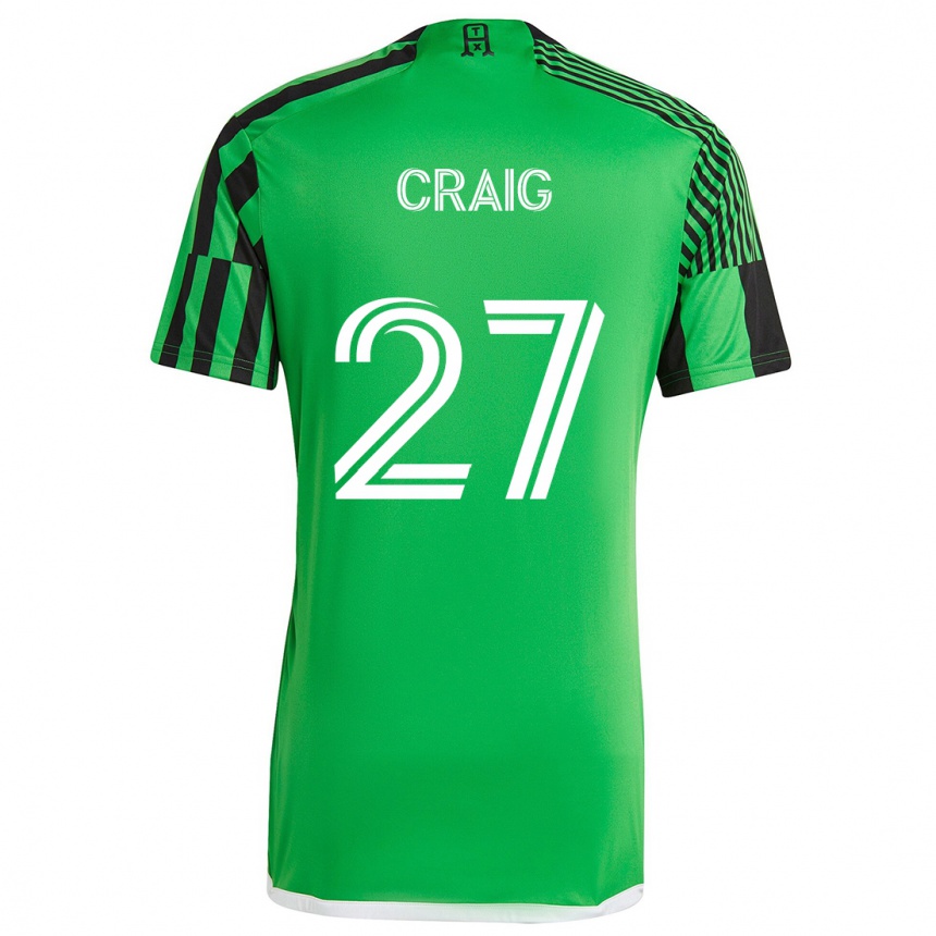 Kids Football Brandan Craig #27 Green Black Home Jersey 2024/25 T-Shirt Uk