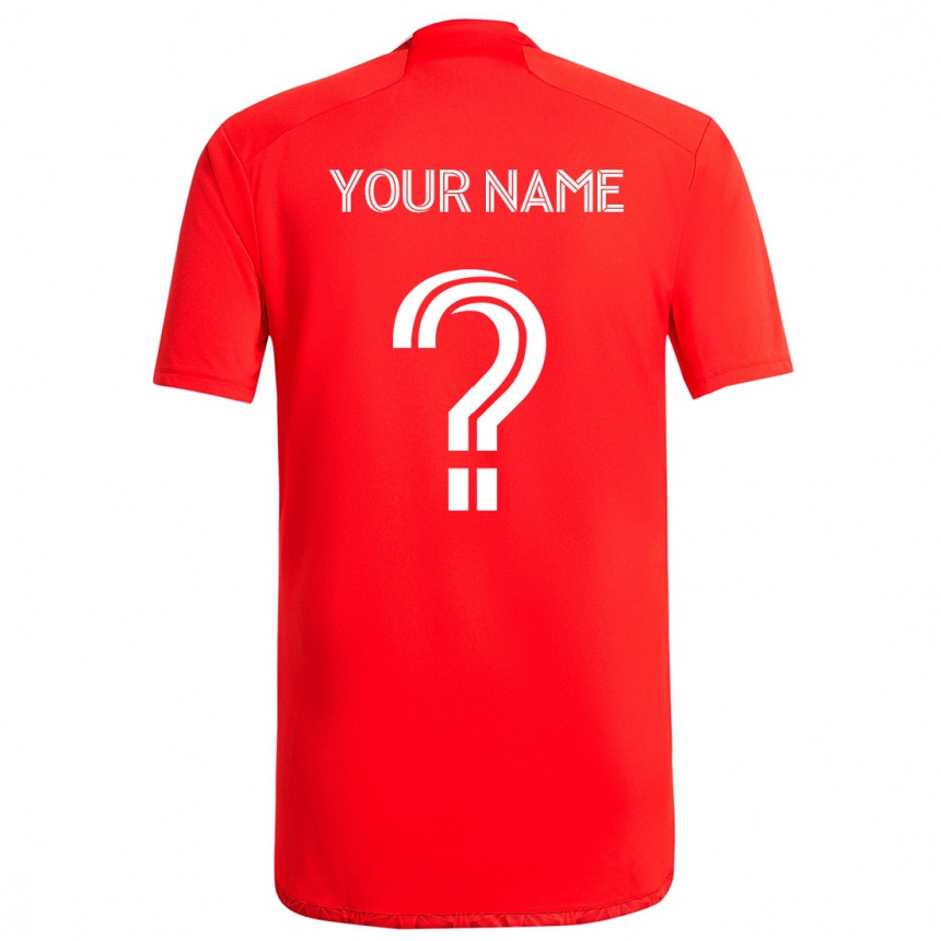 Kids Football Your Name #0 Red White Home Jersey 2024/25 T-Shirt Uk