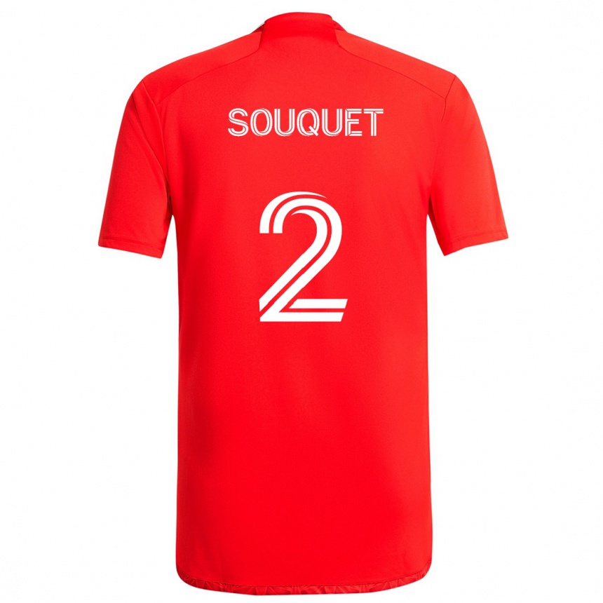 Kids Football Arnaud Souquet #2 Red White Home Jersey 2024/25 T-Shirt Uk