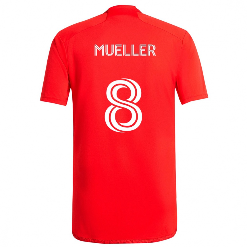 Kids Football Chris Mueller #8 Red White Home Jersey 2024/25 T-Shirt Uk