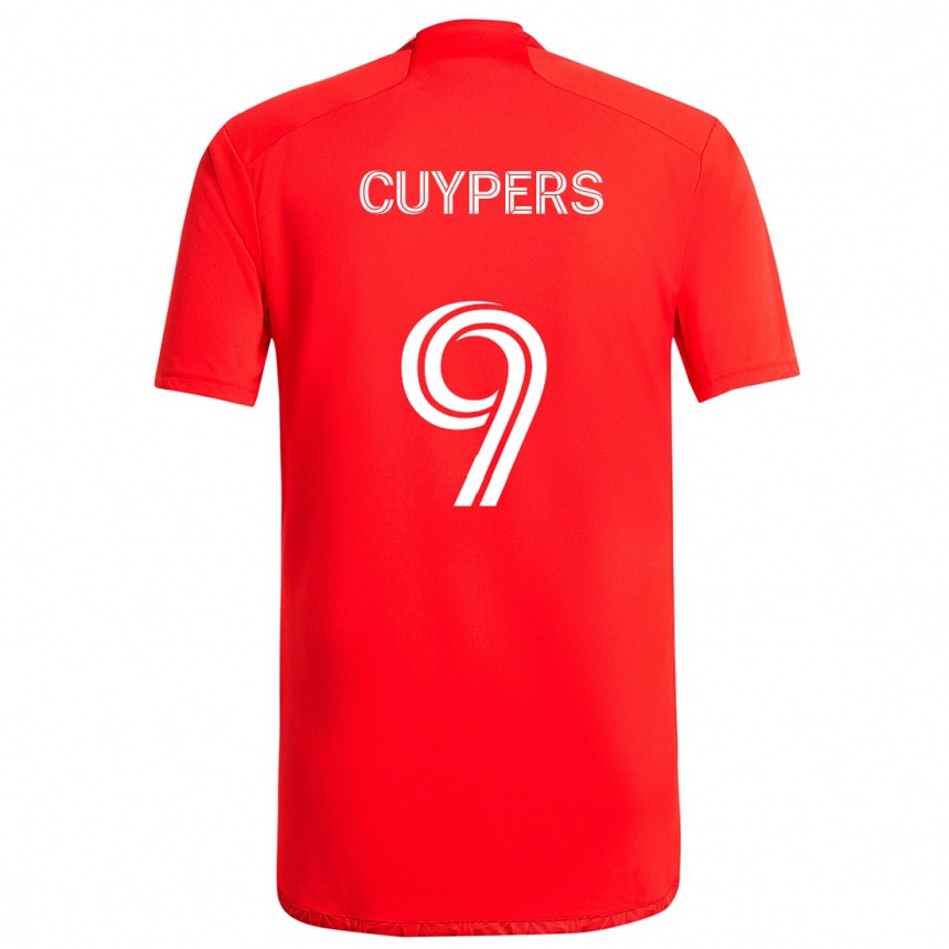 Kids Football Hugo Cuypers #9 Red White Home Jersey 2024/25 T-Shirt Uk