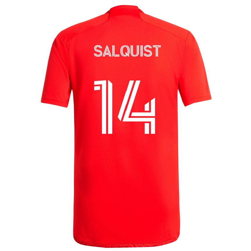 Kids Football Tobias Salquist #14 Red White Home Jersey 2024/25 T-Shirt Uk