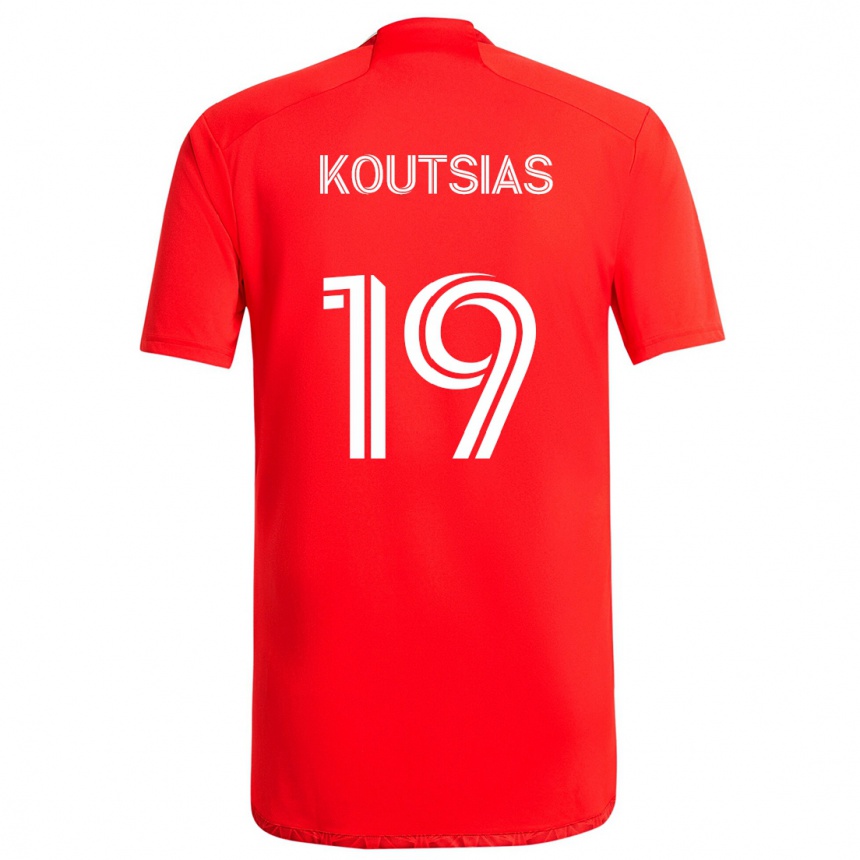 Kids Football Georgios Koutsias #19 Red White Home Jersey 2024/25 T-Shirt Uk