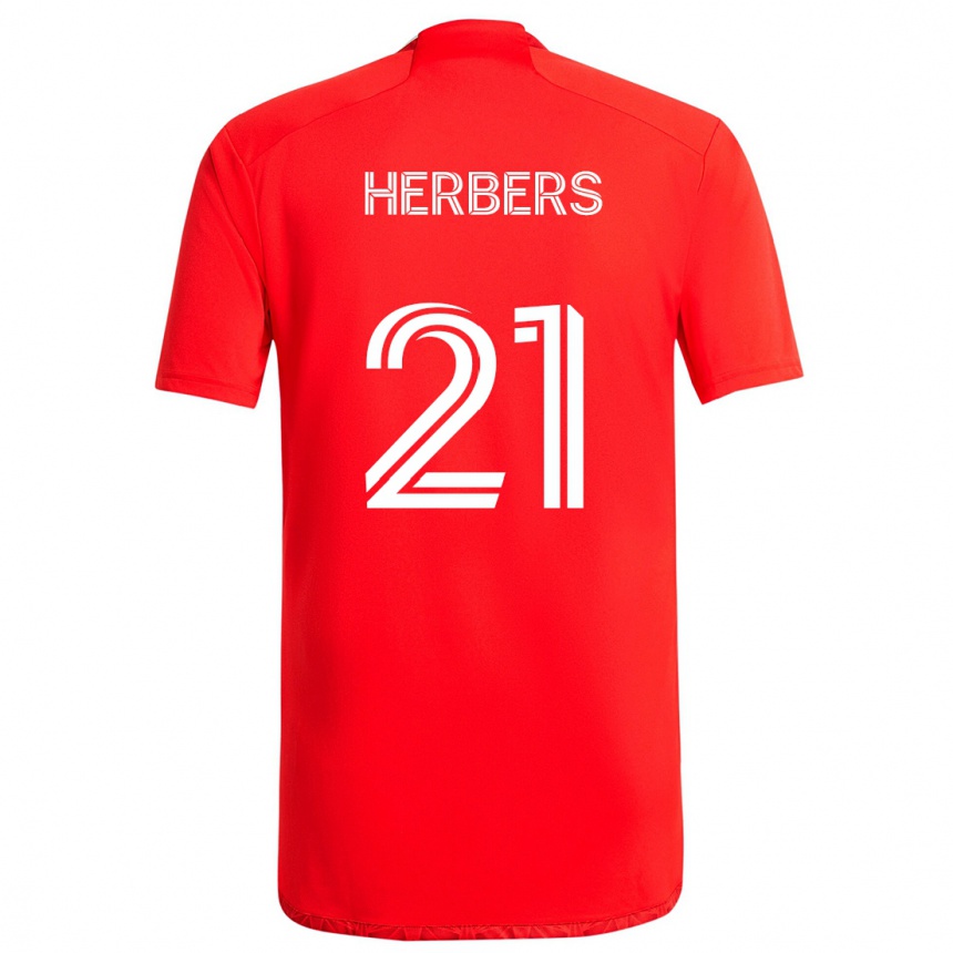 Kids Football Fabian Herbers #21 Red White Home Jersey 2024/25 T-Shirt Uk