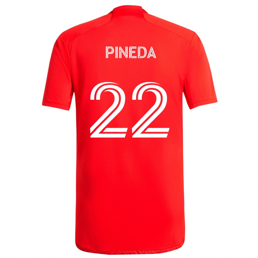 Kids Football Mauricio Pineda #22 Red White Home Jersey 2024/25 T-Shirt Uk