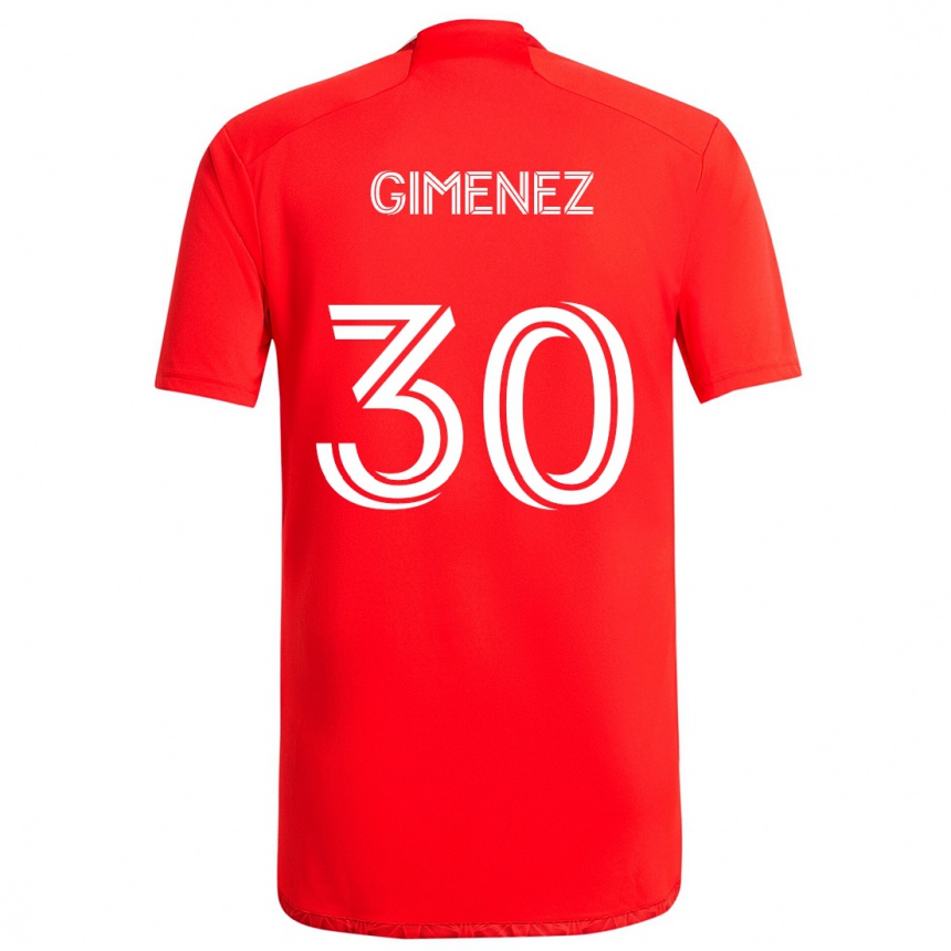 Kids Football Gastón Giménez #30 Red White Home Jersey 2024/25 T-Shirt Uk