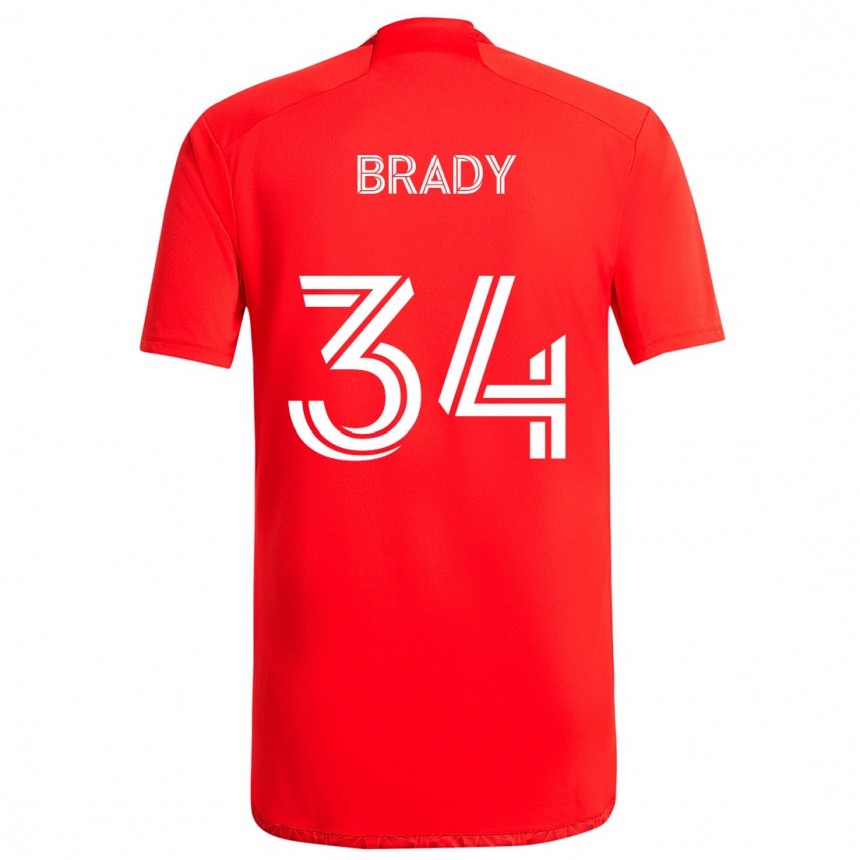 Kids Football Chris Brady #34 Red White Home Jersey 2024/25 T-Shirt Uk