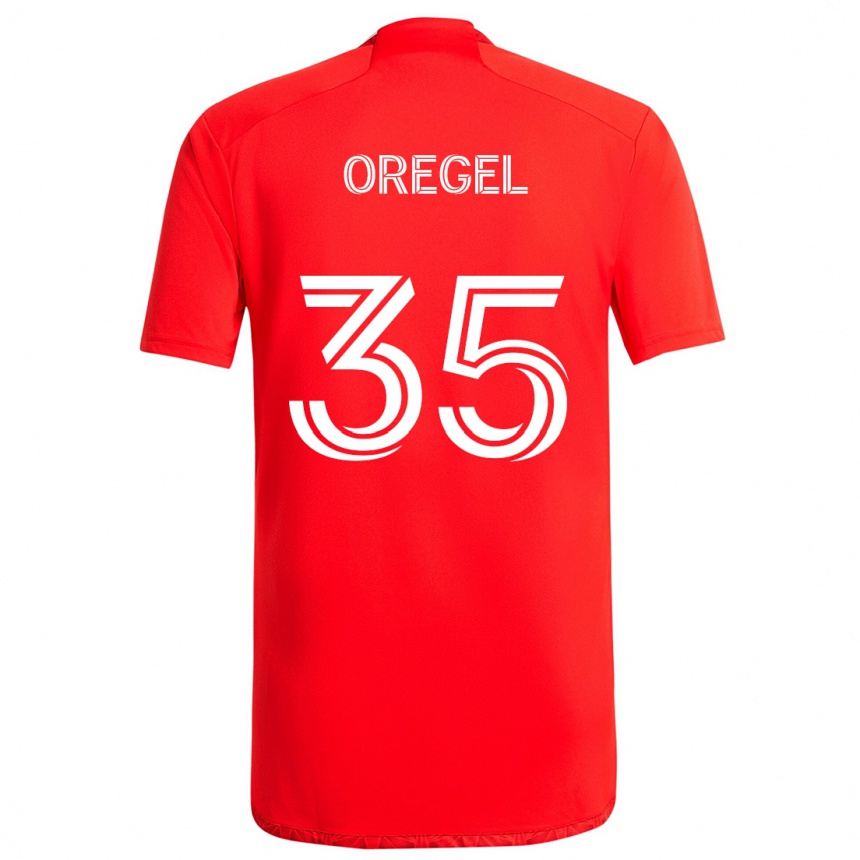 Kids Football Sergio Oregel #35 Red White Home Jersey 2024/25 T-Shirt Uk