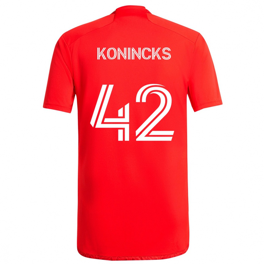 Kids Football Diego Konincks #42 Red White Home Jersey 2024/25 T-Shirt Uk