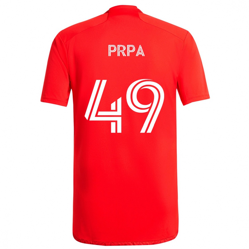 Kids Football Luka Prpa #49 Red White Home Jersey 2024/25 T-Shirt Uk