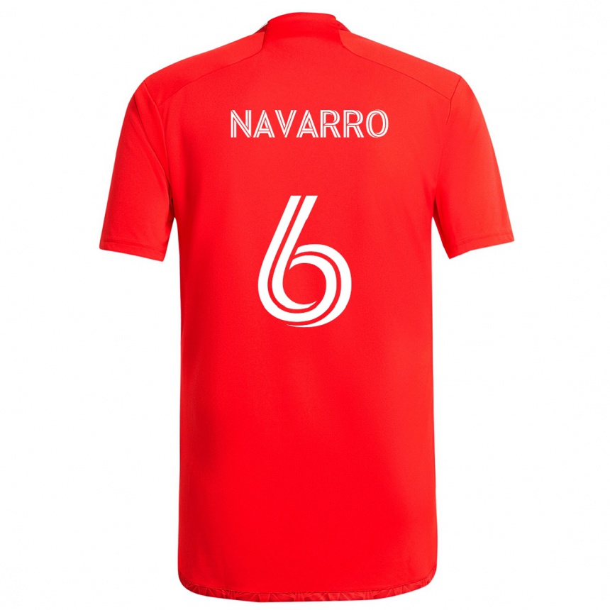 Kids Football Miguel Navarro #6 Red White Home Jersey 2024/25 T-Shirt Uk